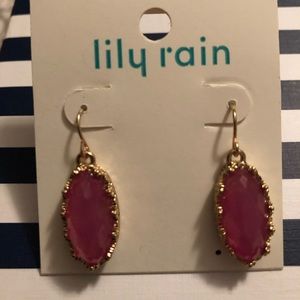 Brand New Lily Rain Pink Stone Wire Hook Earrings